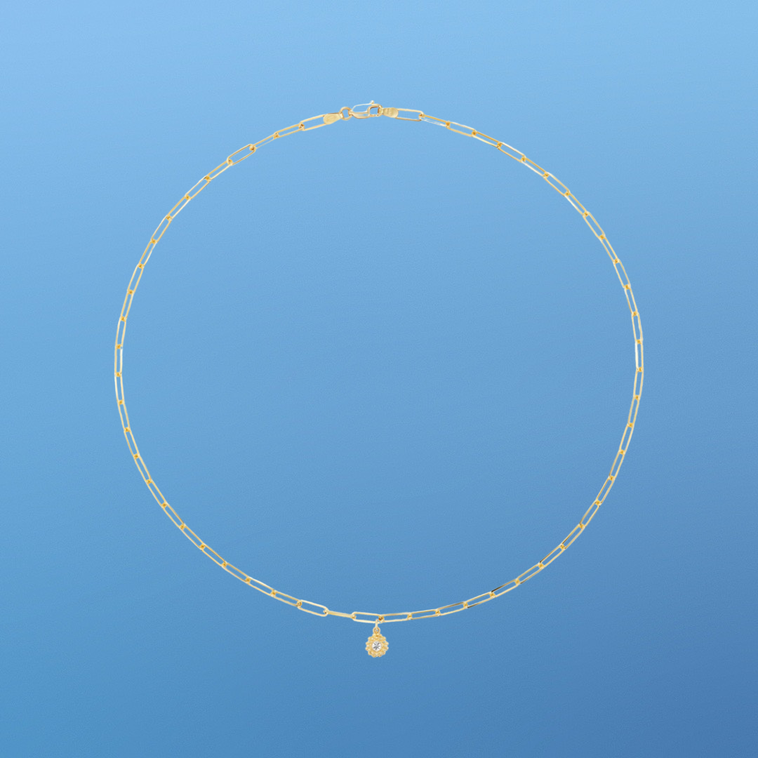 'California Dreaming' Diamond Solitaire & Paperclip Chain Necklace