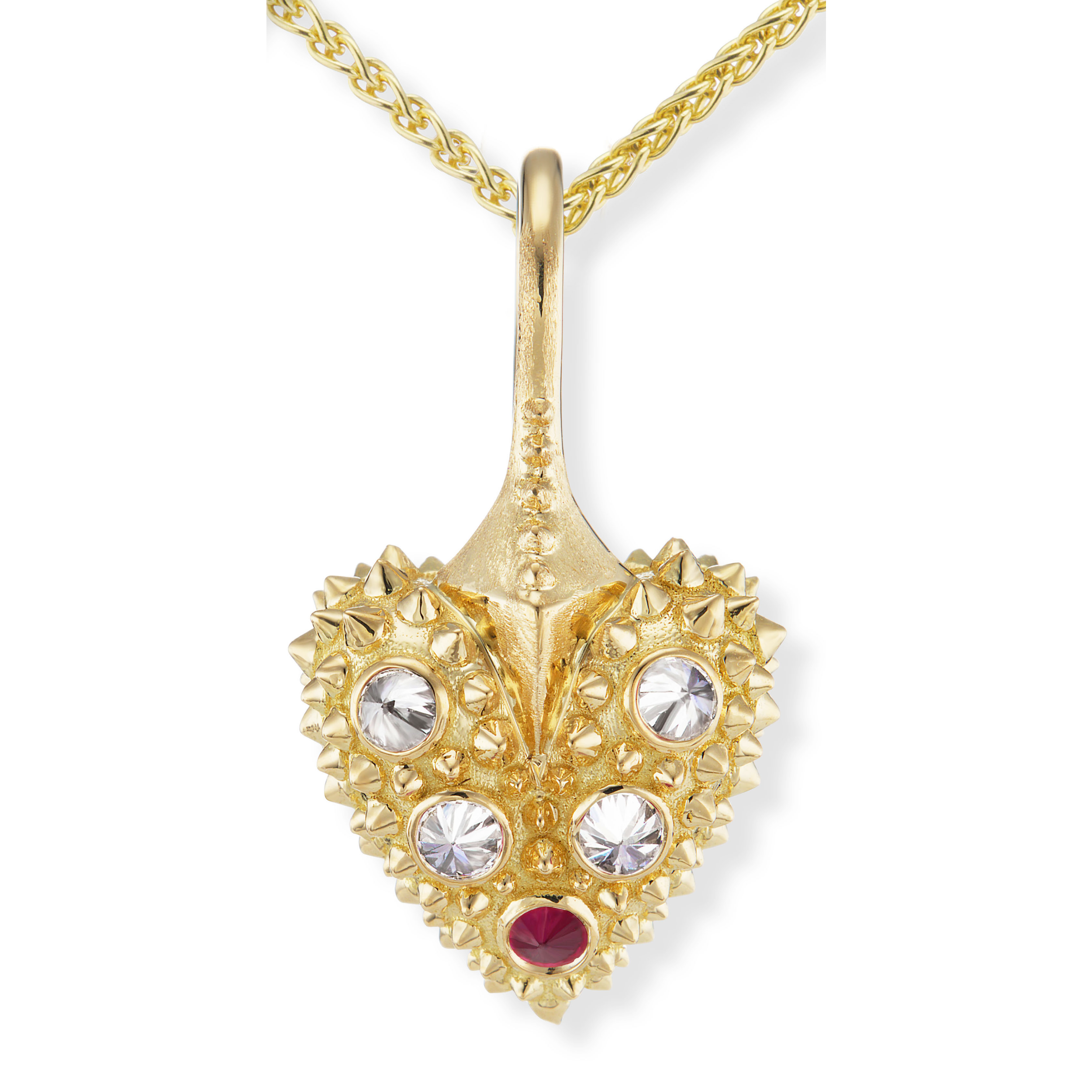'Pierce Your Heart' Mini Diamond & Ruby Heart Necklace