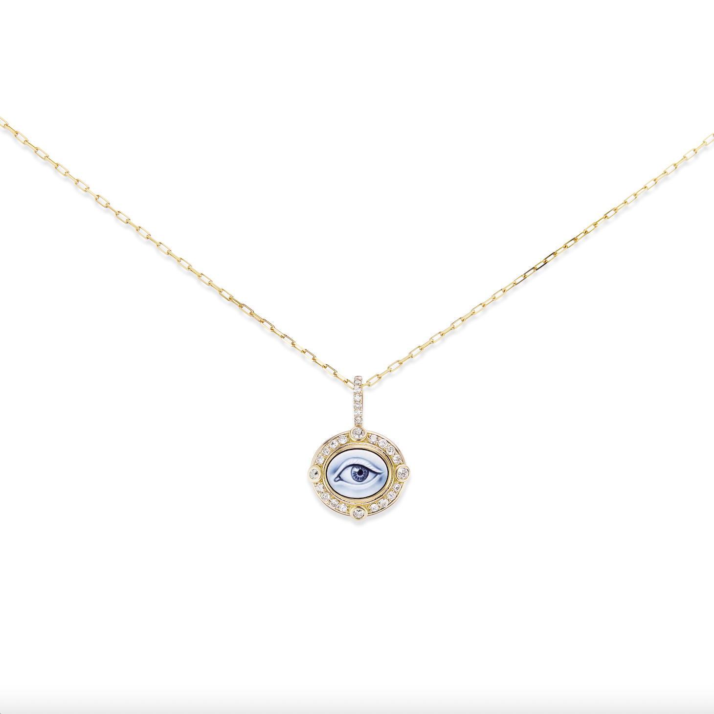 Ali Diamond Eye Cameo Necklace