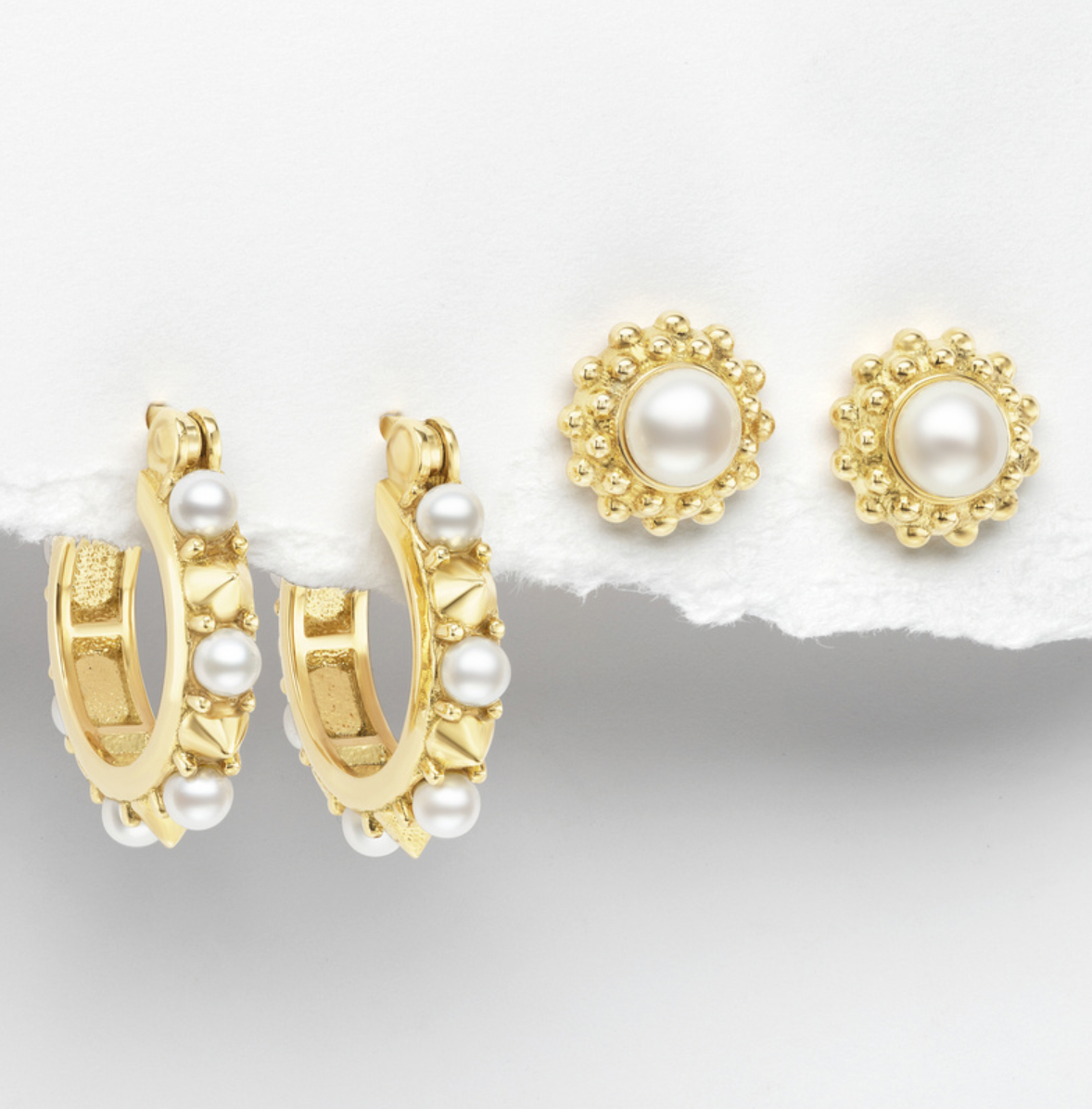 Valerie Pearl Mini Hoops