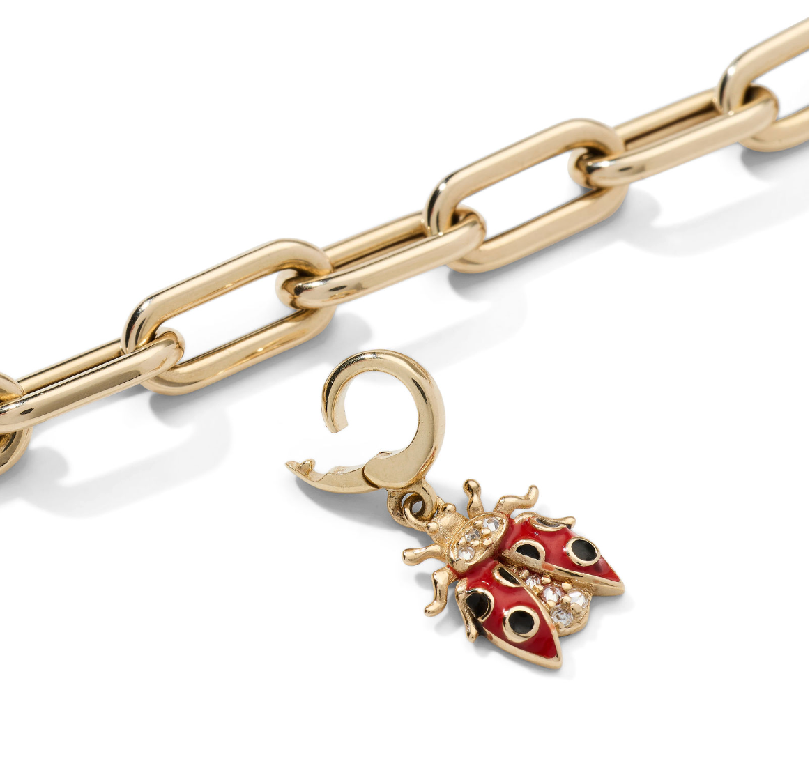 Ladybug Charm with its hinged charm ring open