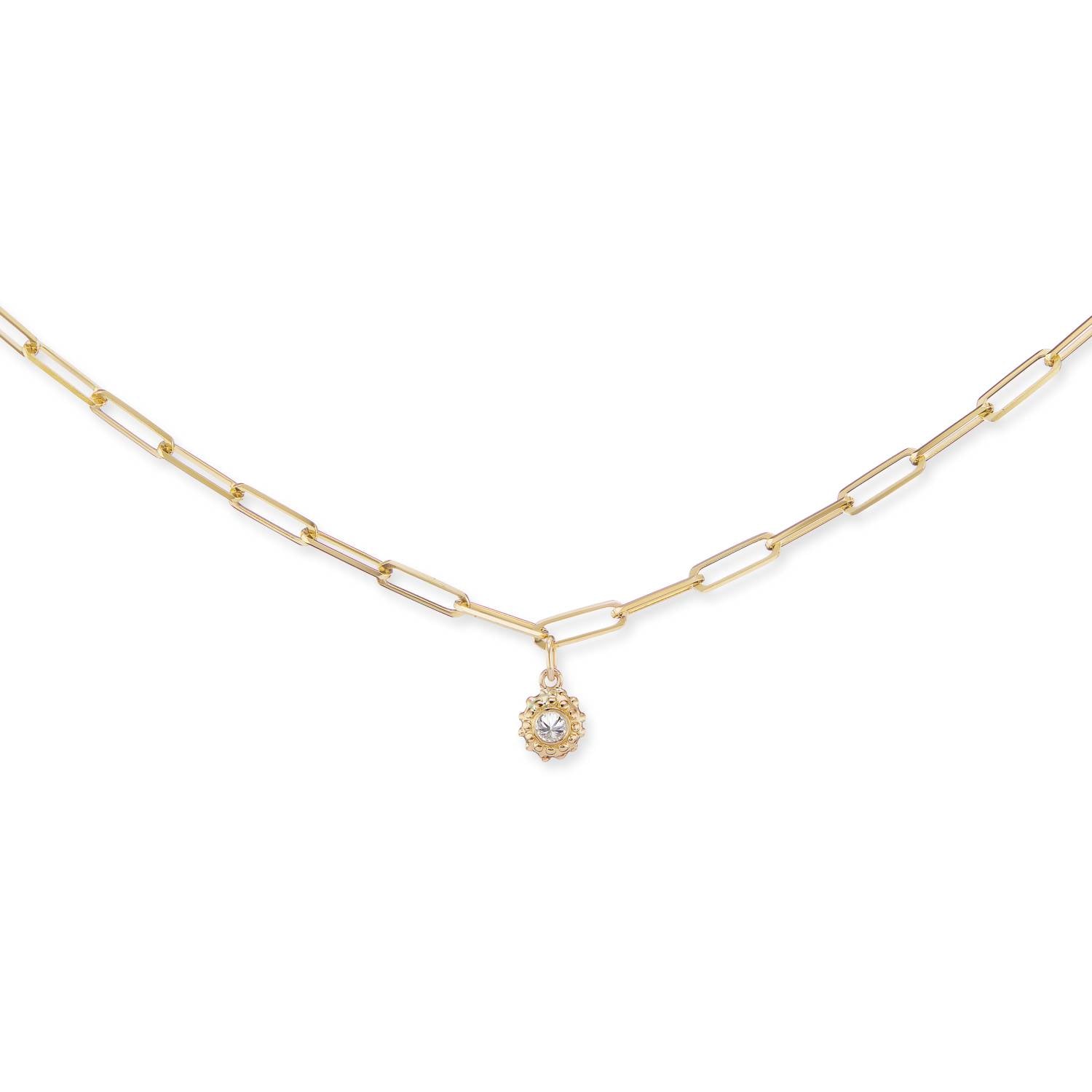 'California Dreaming' Diamond Solitaire & Paperclip Chain Necklace