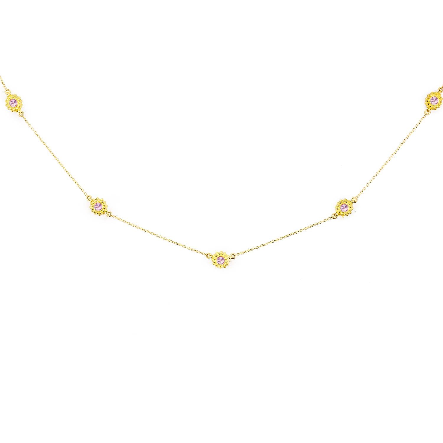 'California Dreaming' Pink Sapphires by the Yard Gold Necklace