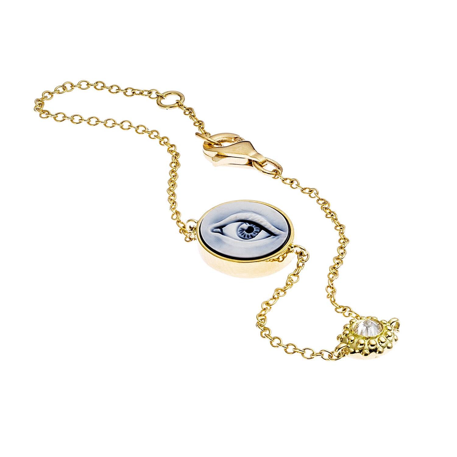 'Eye Love' Gold & Diamond Charm Bracelet