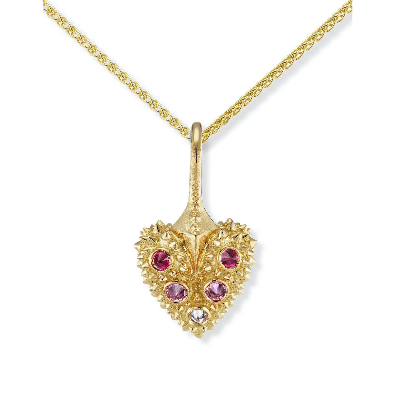 'Pierce Your Heart' Mini Ombre Pink Sapphire & Diamond Necklace