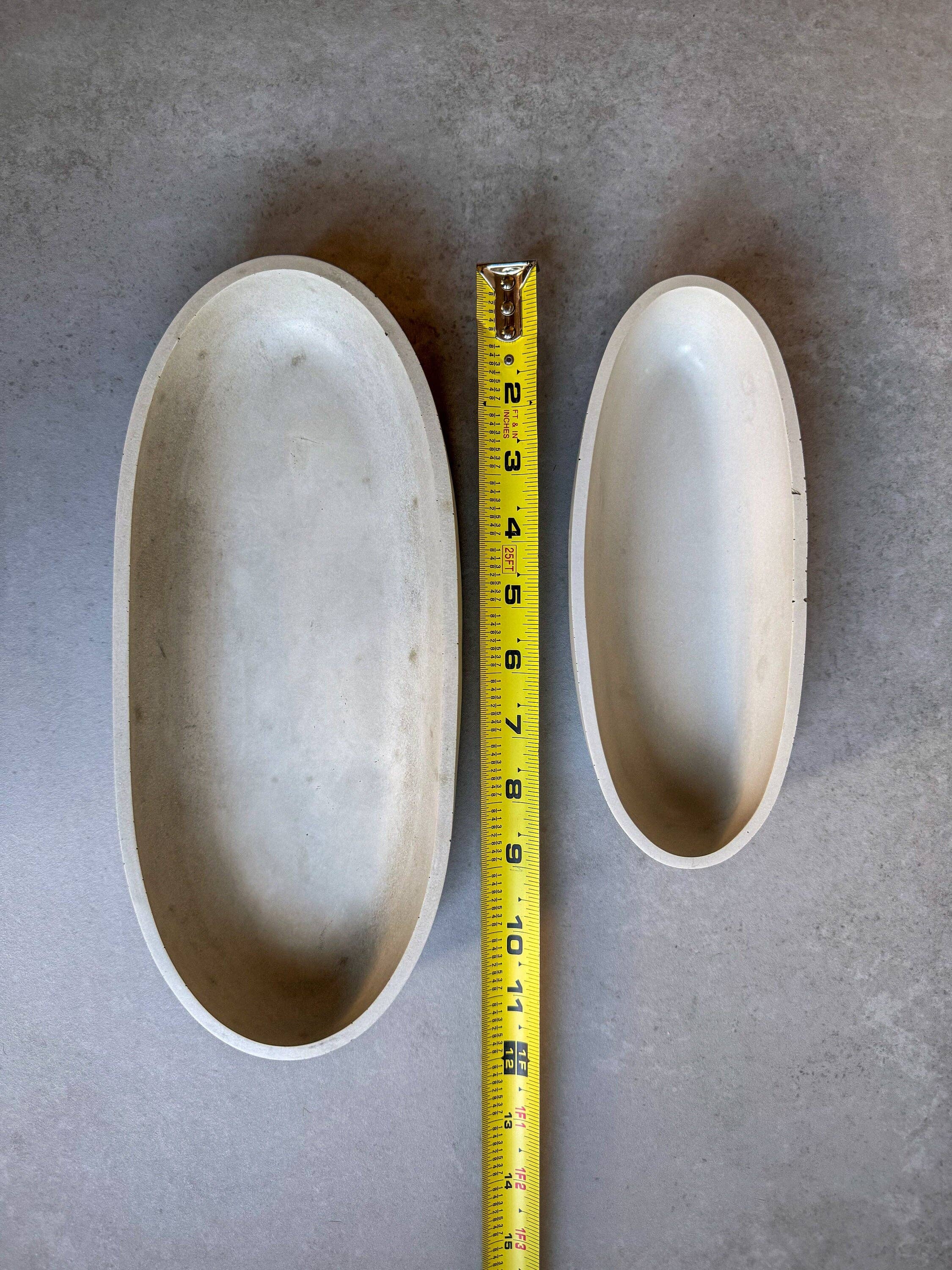 Oval Concrete Tray, Decorative Boat Tray, Trinket Trough, Minimalist Cement Tray, Coffee Table Display, Jewlery Dish, Bathroom Tray: Large (11” L)