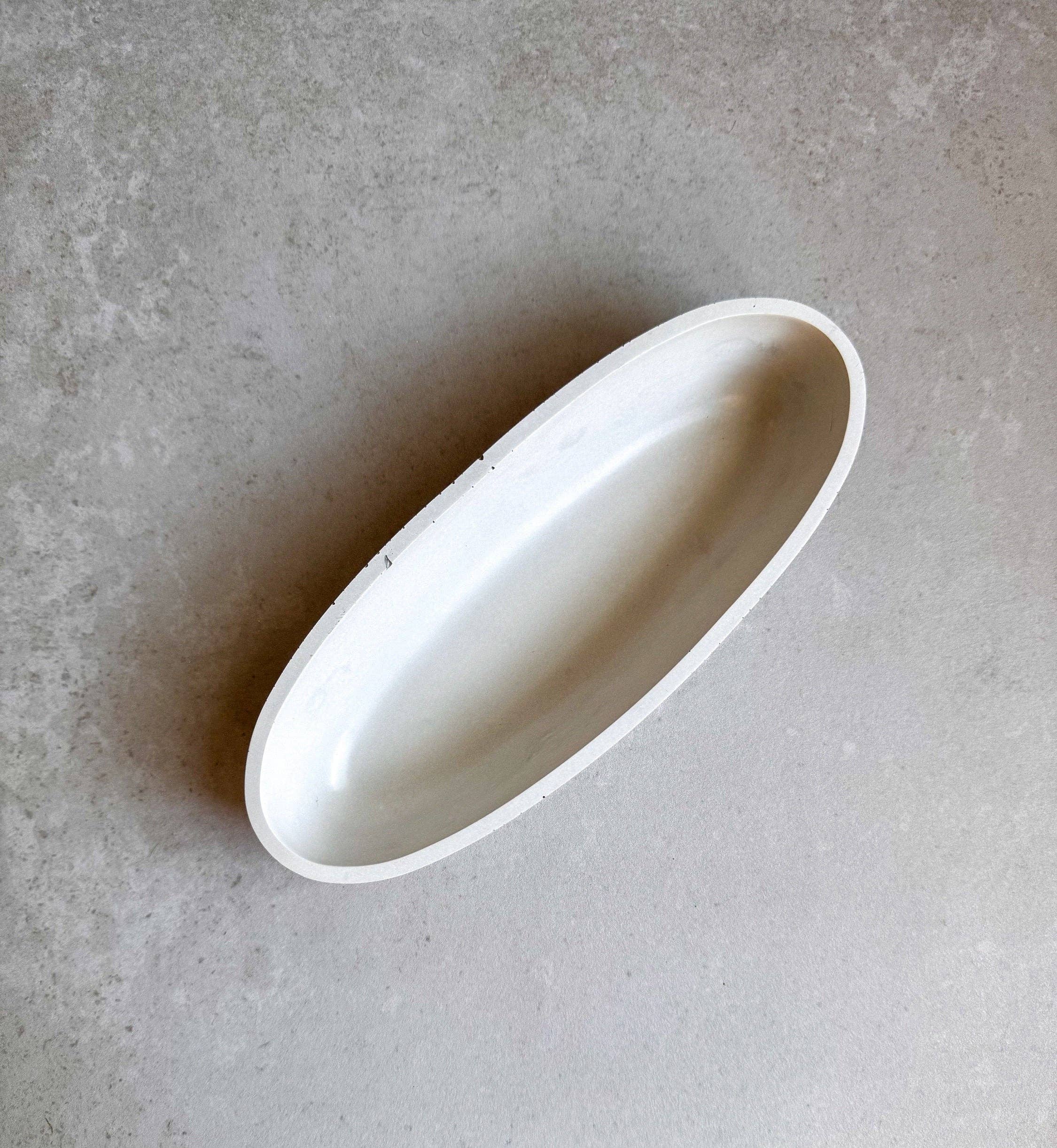 Oval Concrete Tray, Decorative Boat Tray, Trinket Trough, Minimalist Cement Tray, Coffee Table Display, Jewlery Dish, Bathroom Tray: Small (8.4” L)