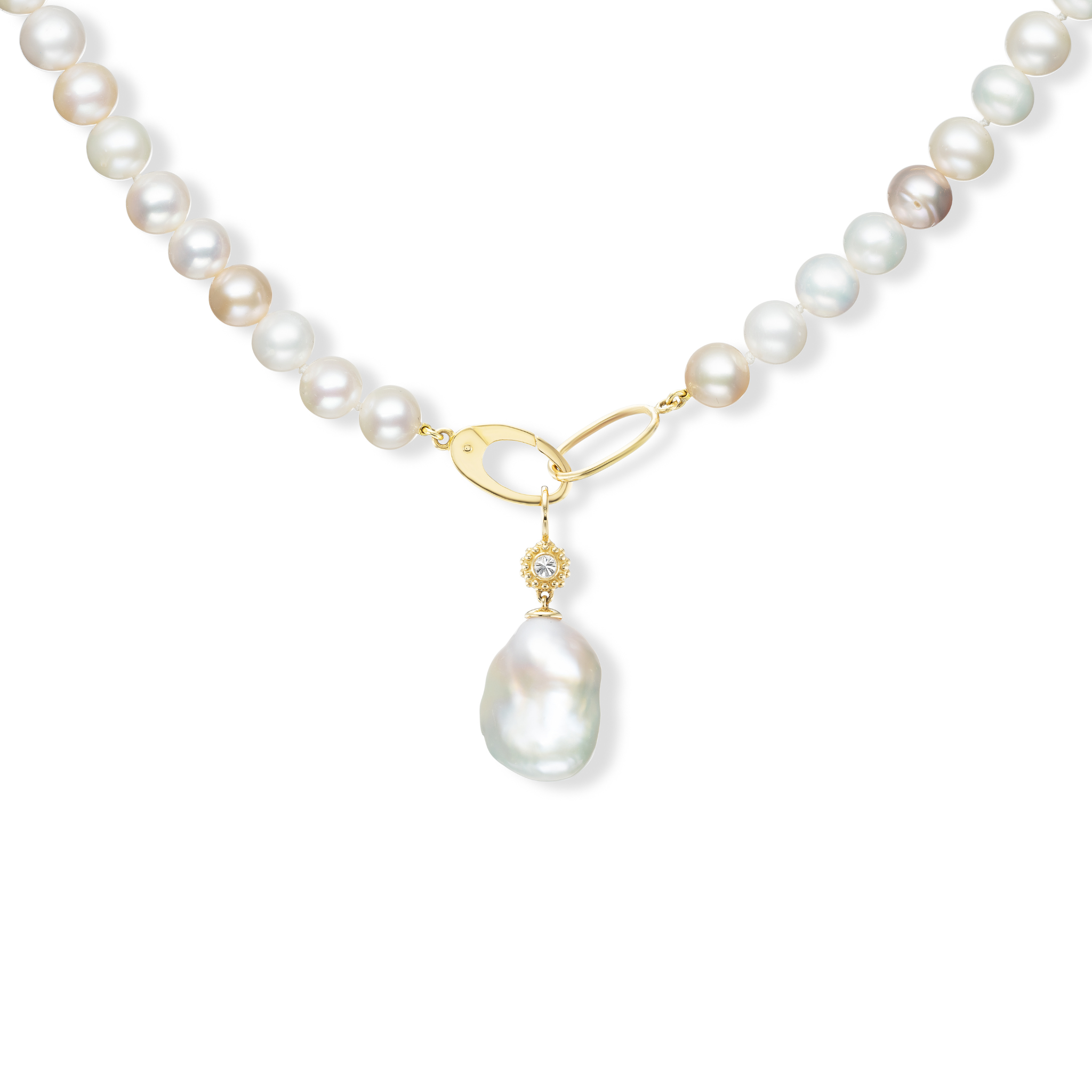 Gigi Baroque Pearl and Diamond Drop