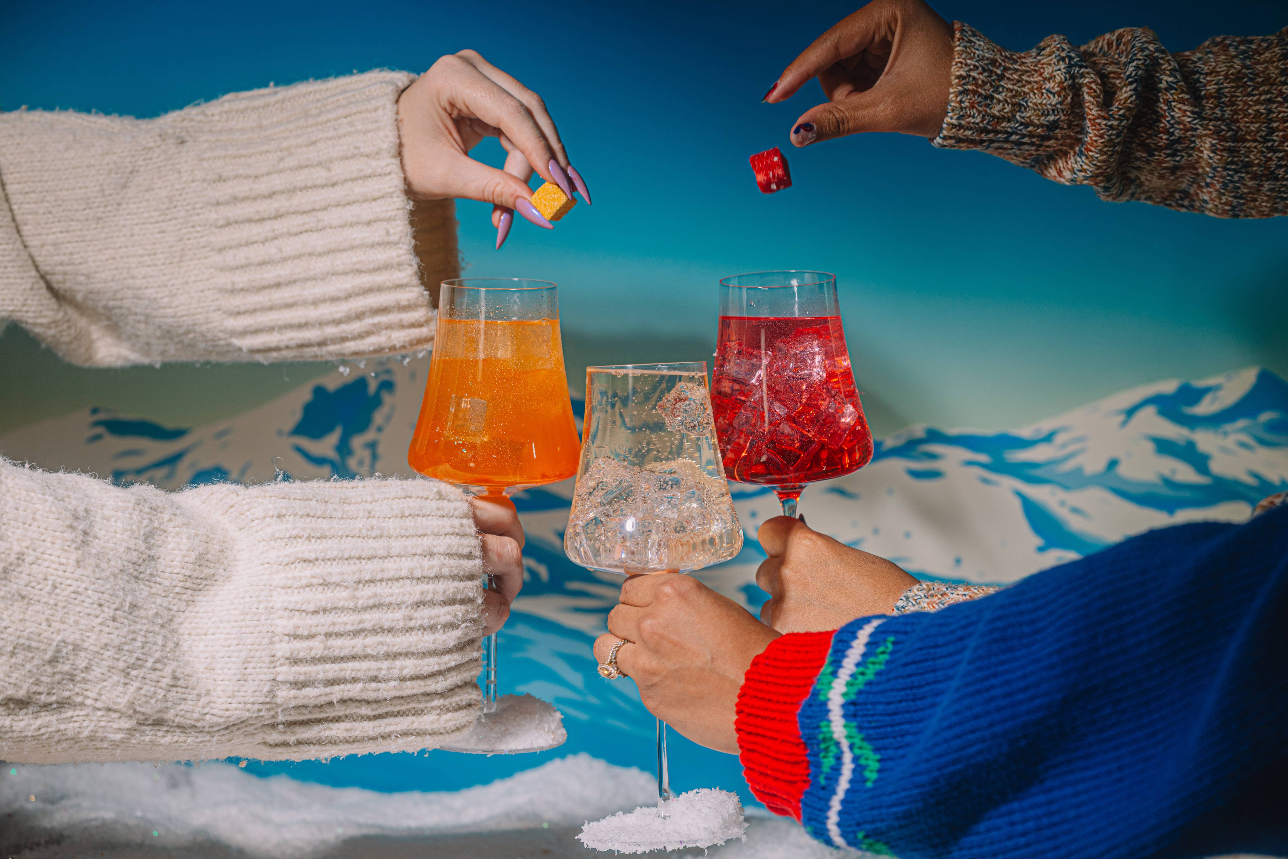 Après-Ski Spritzer Mixer Cube Trio for Champagne/Wine