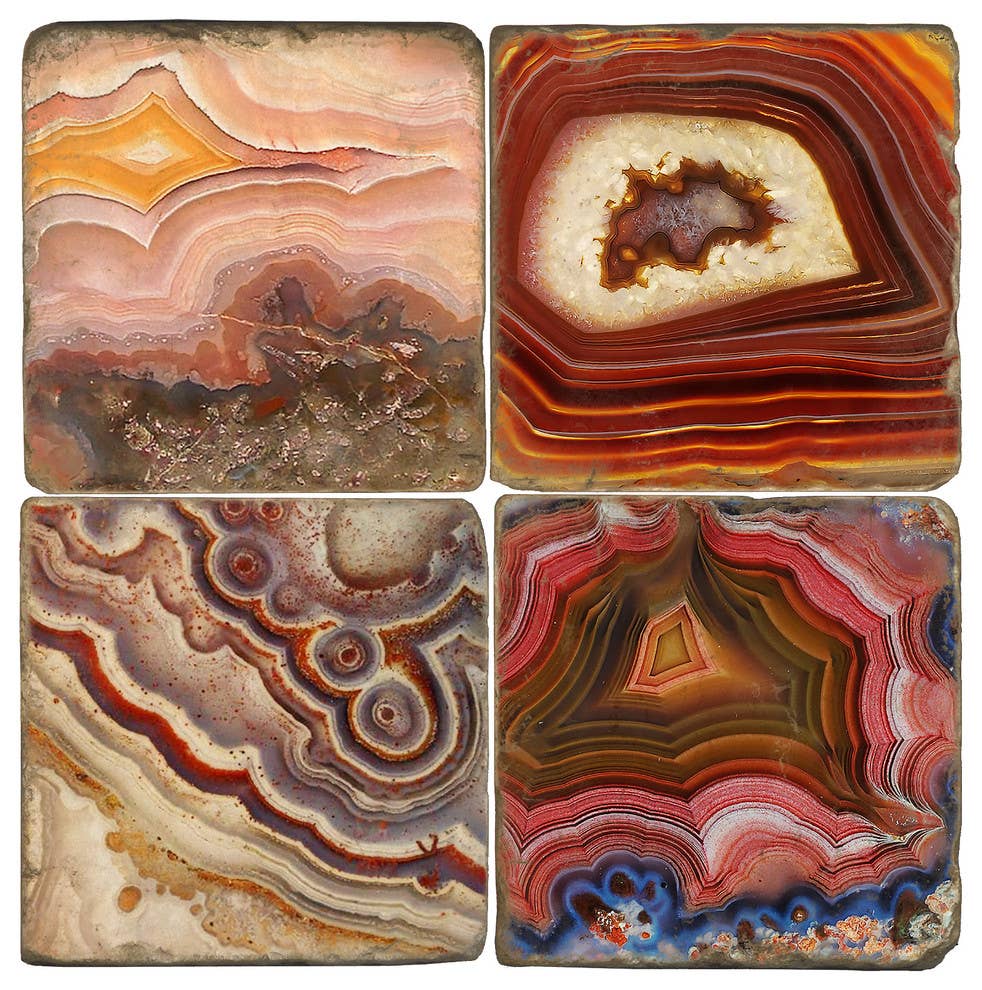 Banded Agate - Tumbled Marble Coasters Set/4