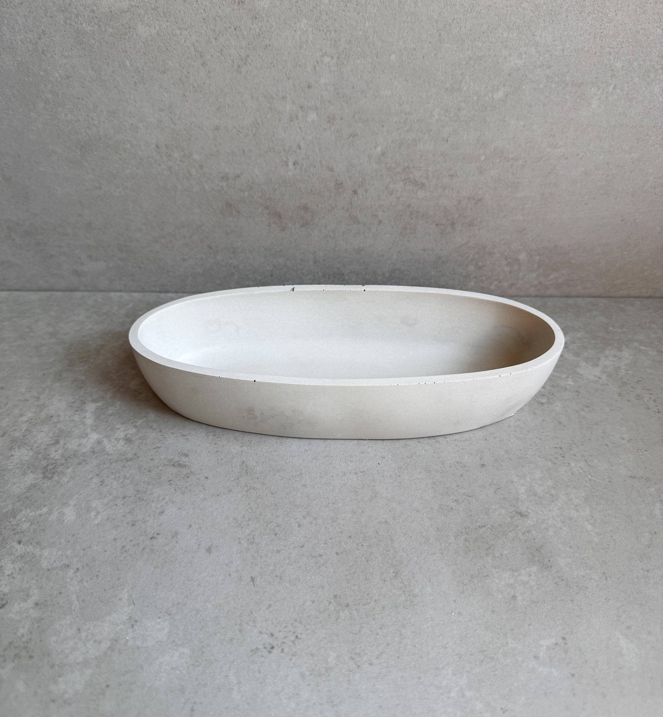 Oval Concrete Tray, Decorative Boat Tray, Trinket Trough, Minimalist Cement Tray, Coffee Table Display, Jewlery Dish, Bathroom Tray: Small (8.4” L)