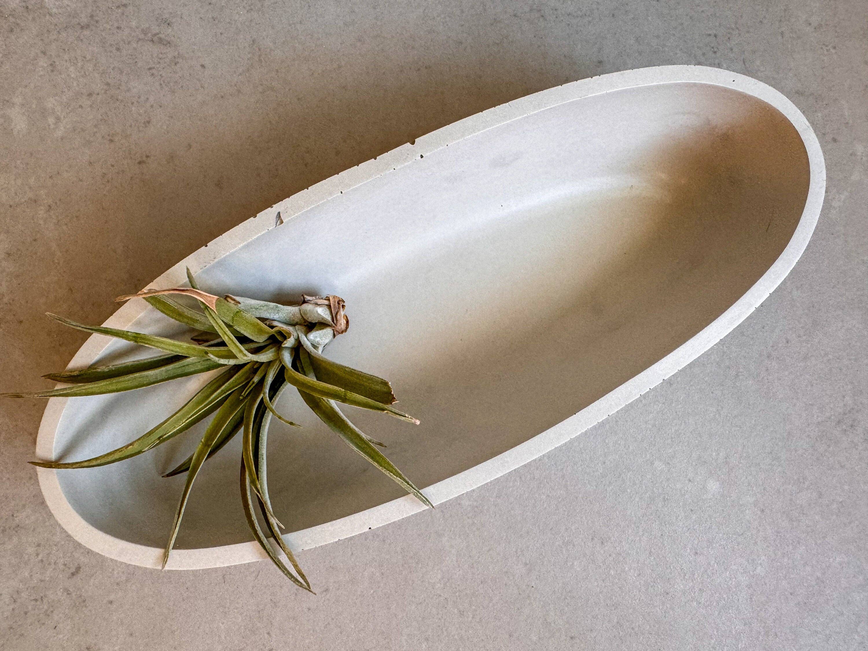 Oval Concrete Tray, Decorative Boat Tray, Trinket Trough, Minimalist Cement Tray, Coffee Table Display, Jewlery Dish, Bathroom Tray: Small (8.4” L)