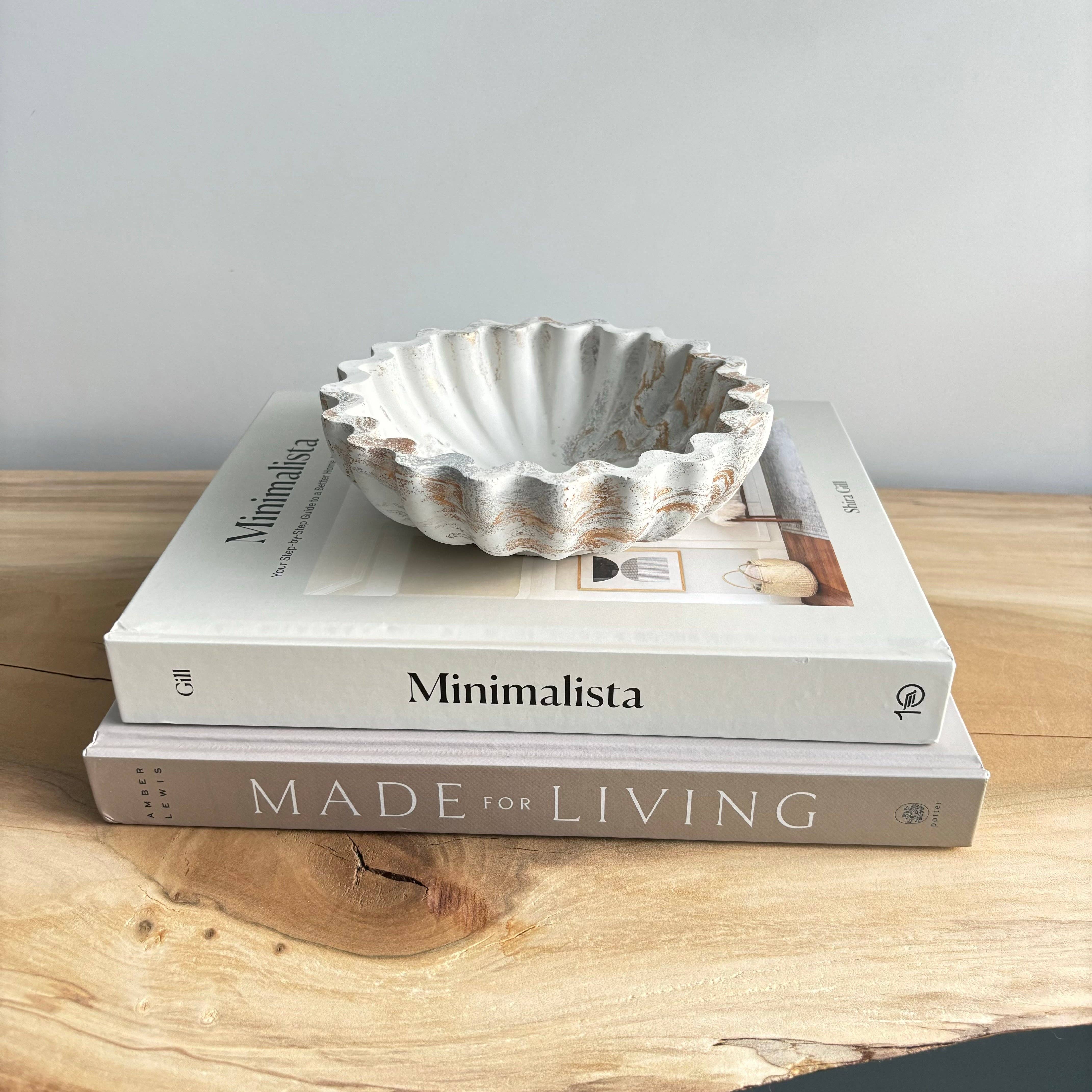 Kyma - Ruffle Bowl | Scallop Bowl | Ripple Bowl : Black Fusion Marble