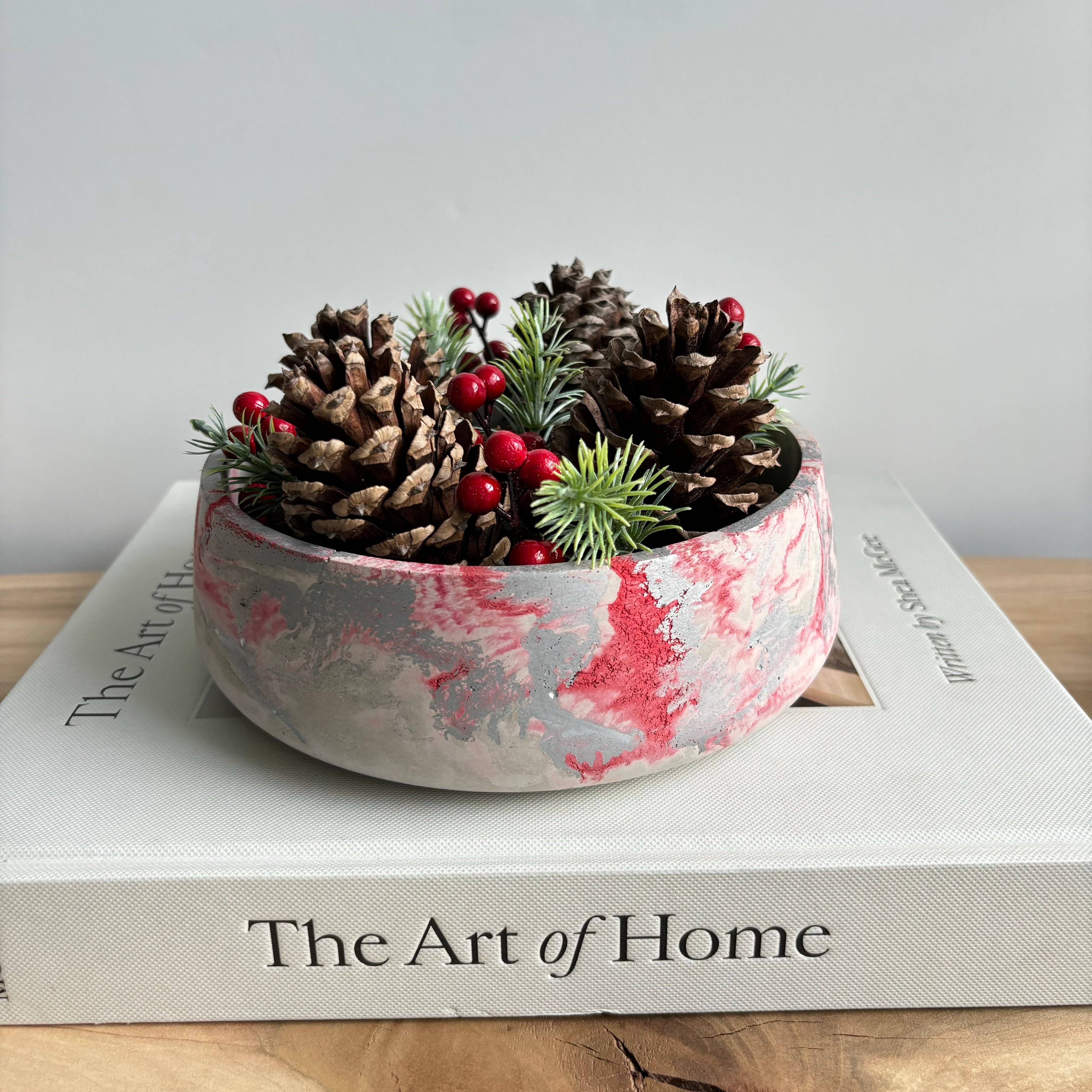 Daza - Decorative Concrete Bowl | Centerpiece Bowl : Green Fusion Marble