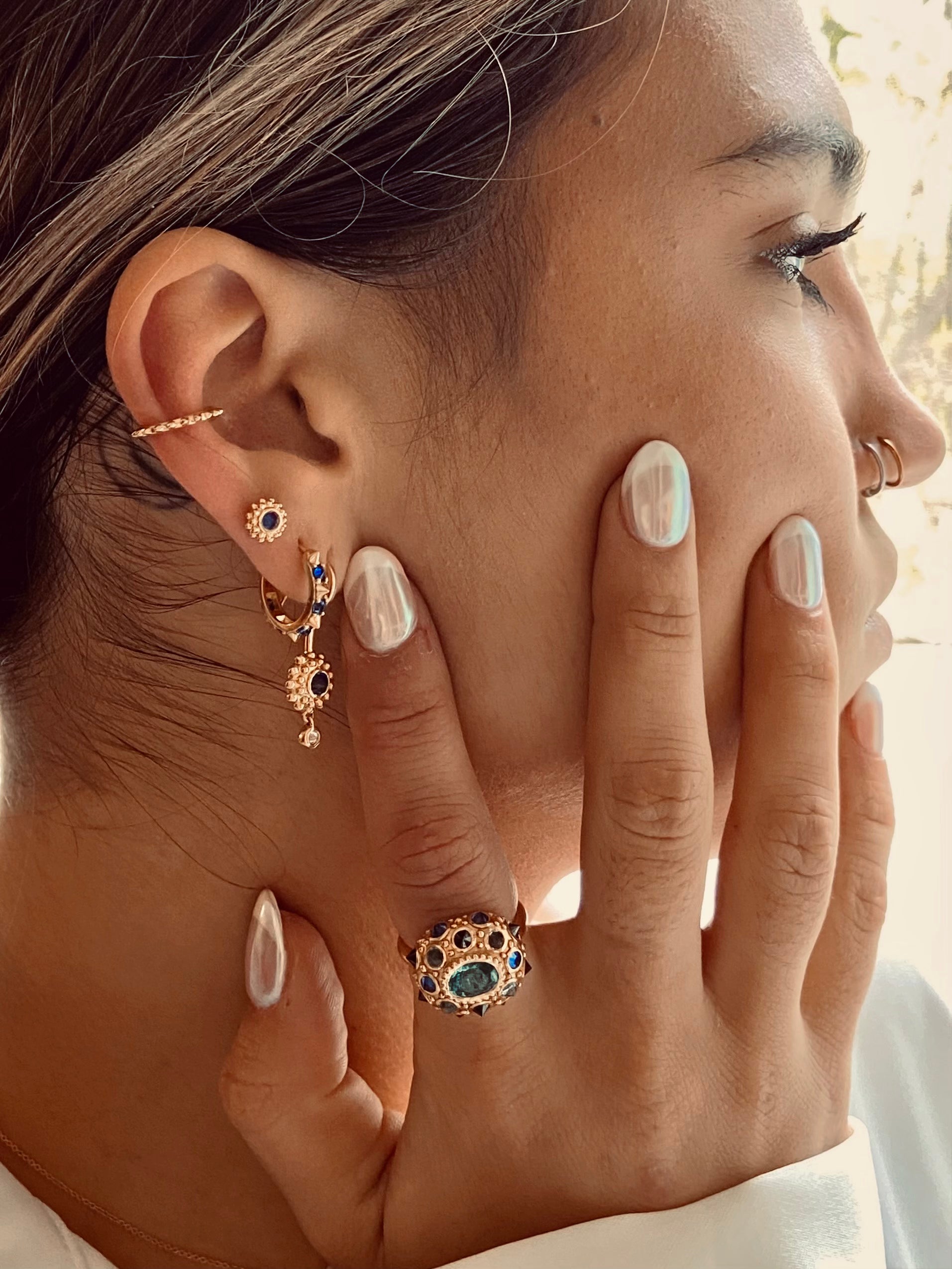 Attitude Valerie Blue Sapphire Mini Hoops