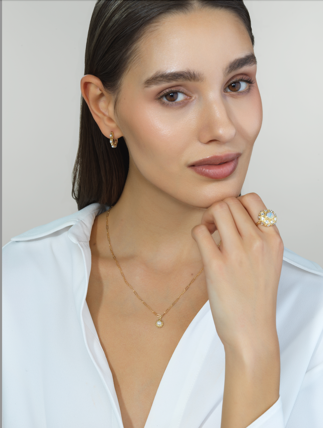 Valerie Pearl Mini Hoops