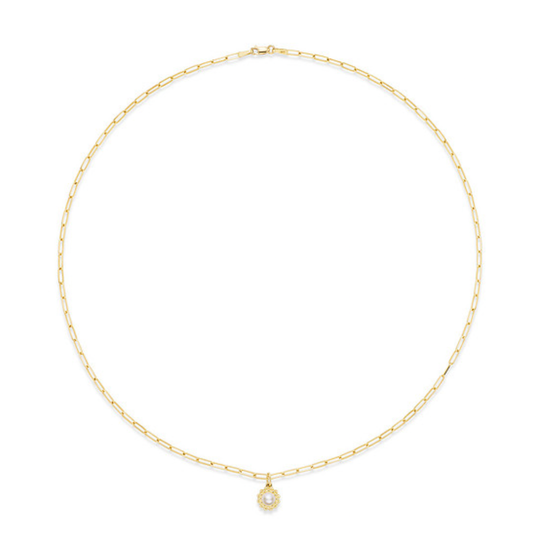 'California Dreaming' Pearl Solitaire & Paperclip Chain Necklace