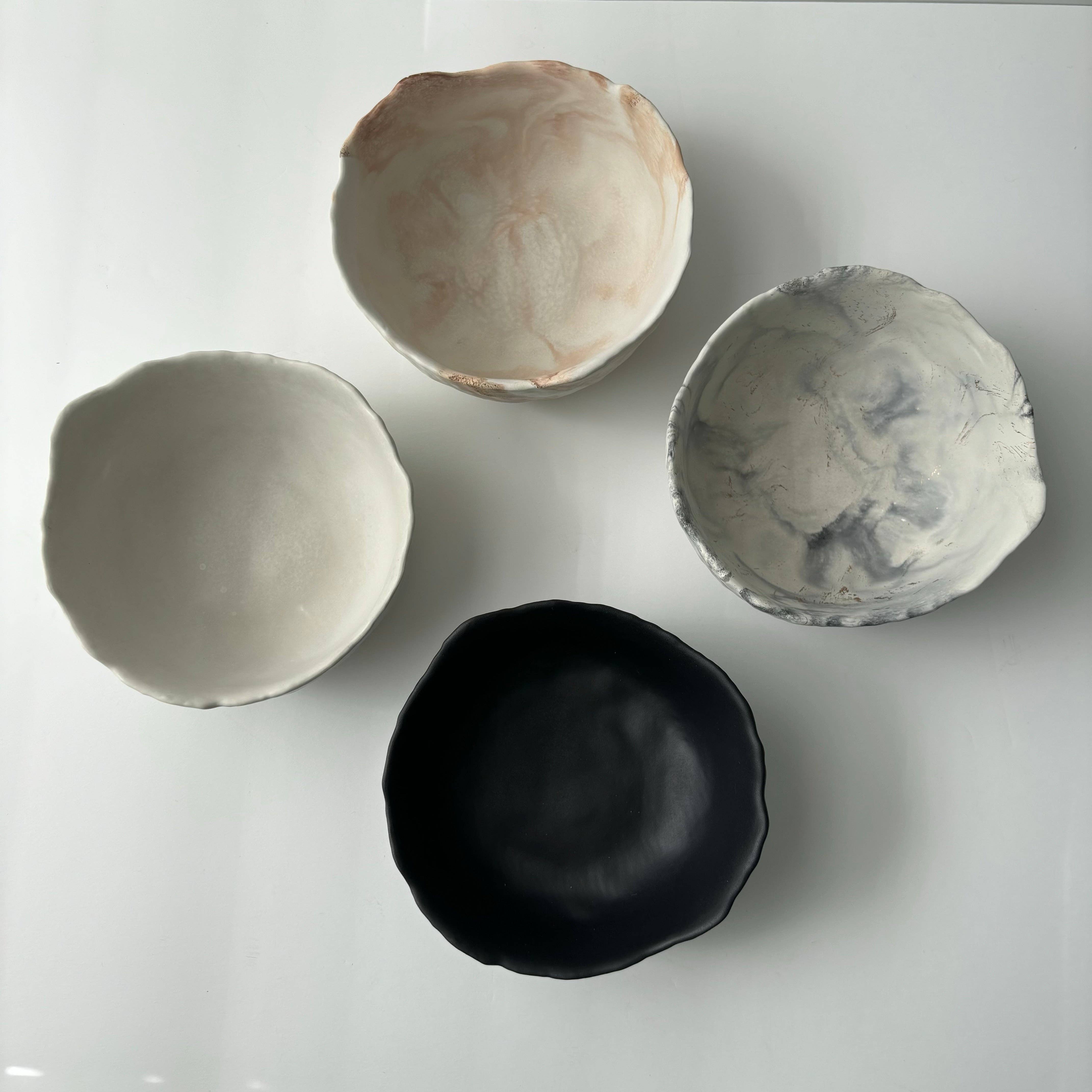 Daso Textured Bowl: Black Fusion Marble
