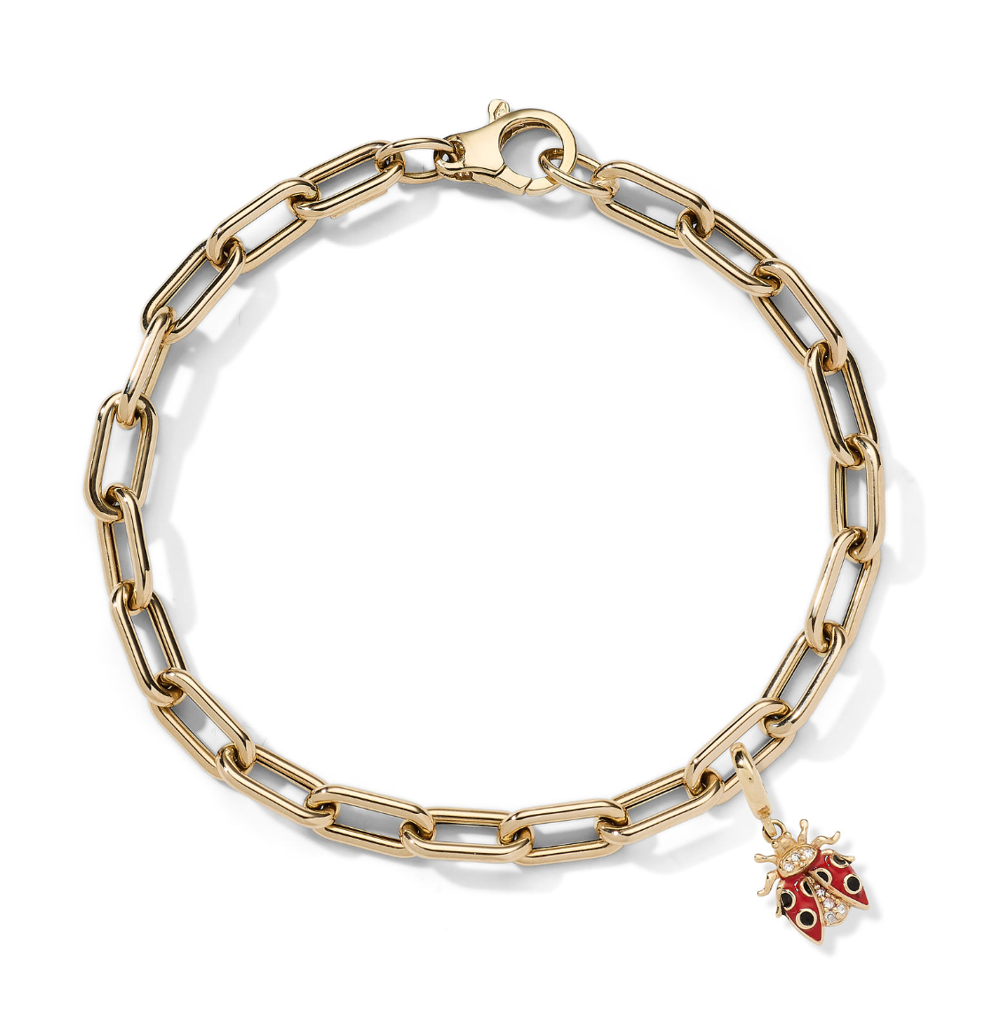 Diamond Ladybug Charm shown on the AnaKatarina Charm Bracelet