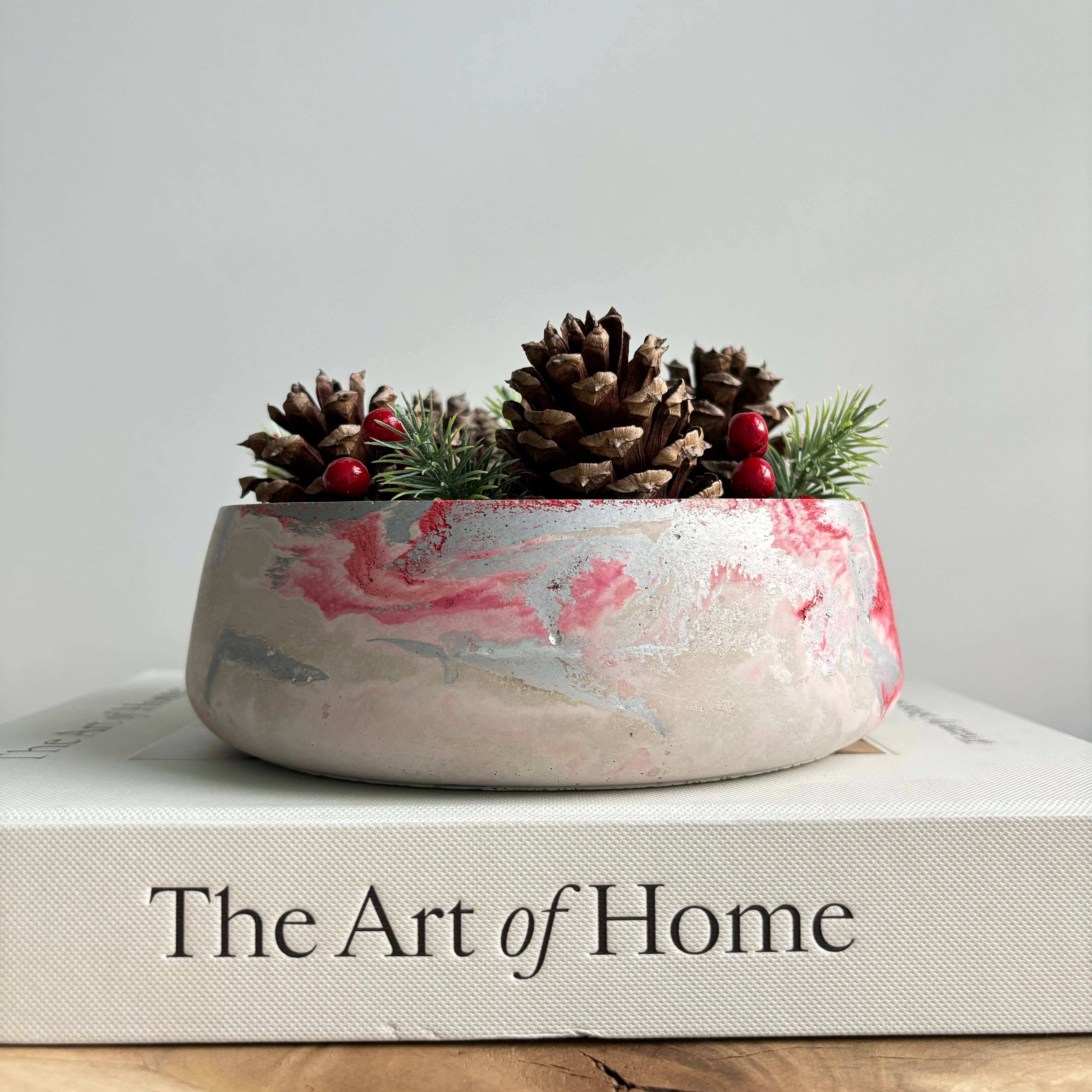 Daza - Decorative Concrete Bowl | Centerpiece Bowl : Green Fusion Marble