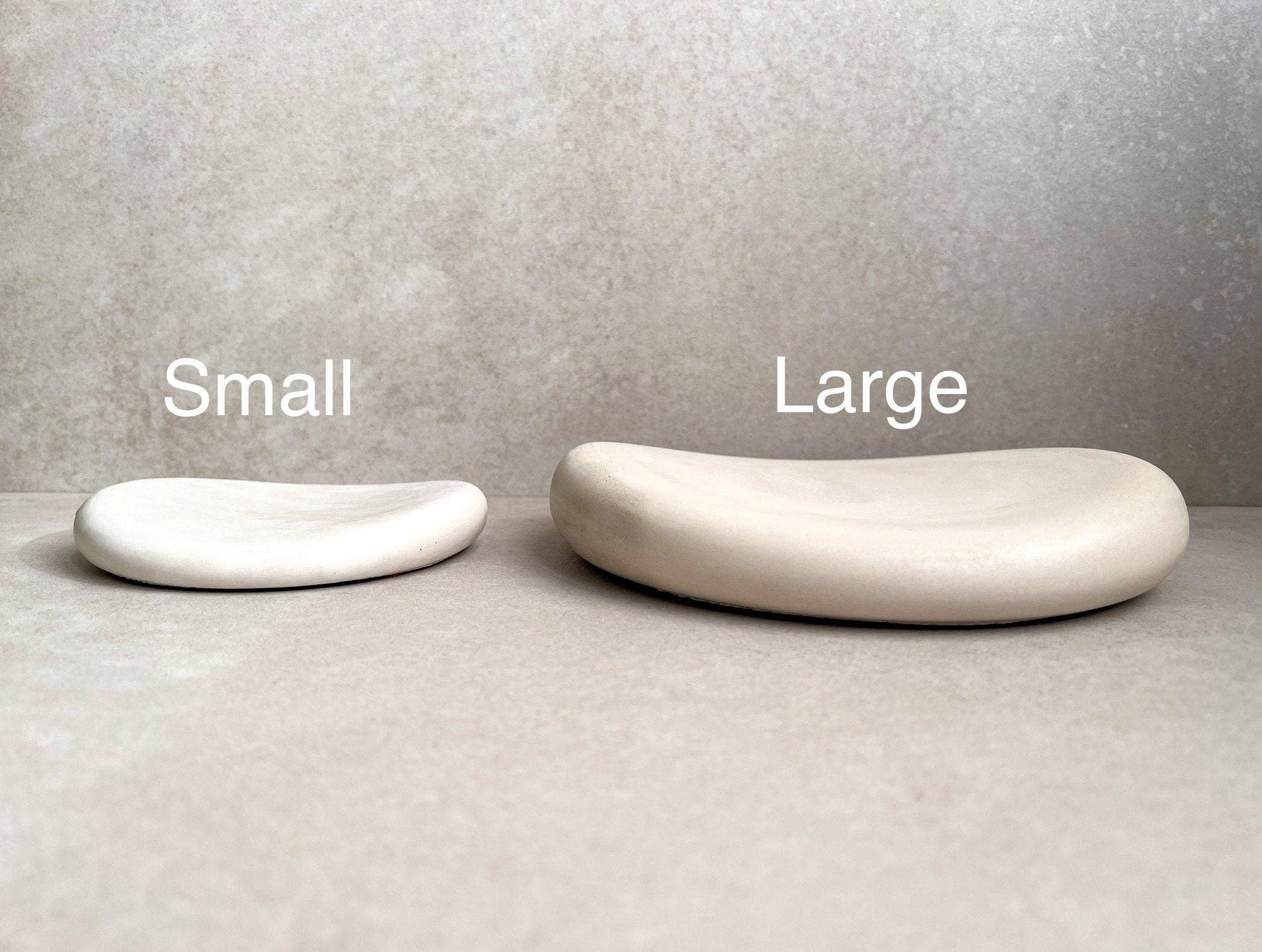 Pebble Tray, Asymmetrical Tray, Oblong Dish, Jewelry Display, Irregular Tray, Trinket Tray, Concrete Decor, Unique Tray, Minimalist, Chunky: White / Large - 7.75