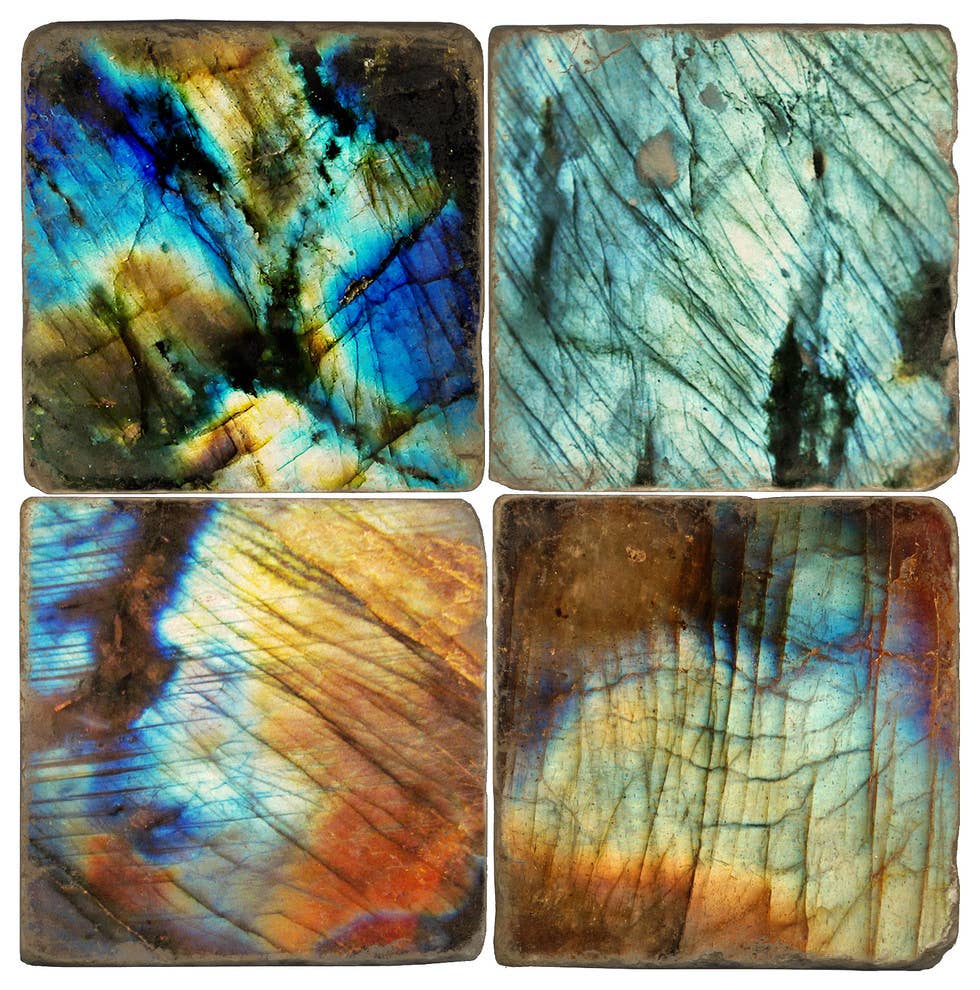 Labradorite - Tumbled Marble Coasters Set/4