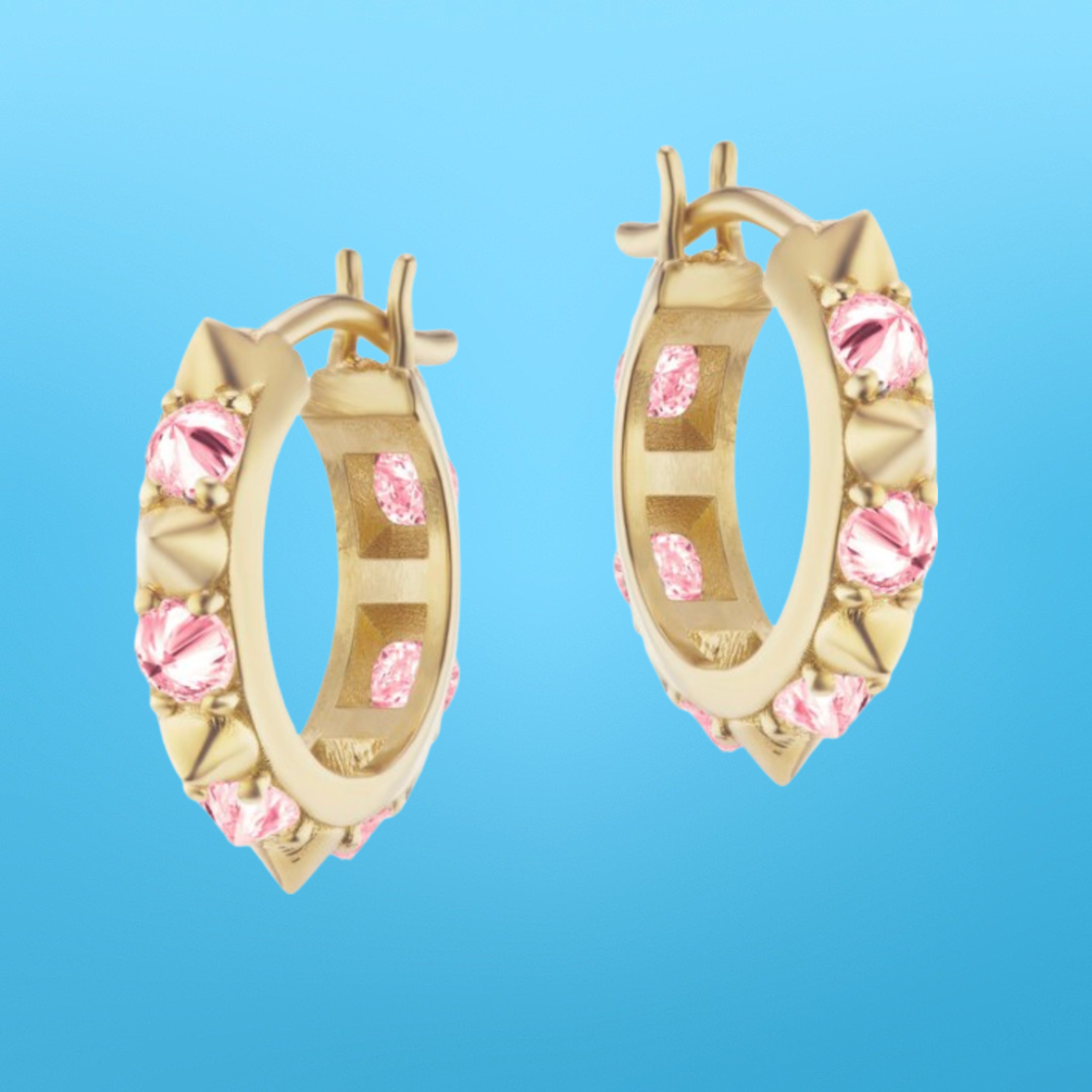 Attitude Valerie Pink Sapphire Mini Hoops