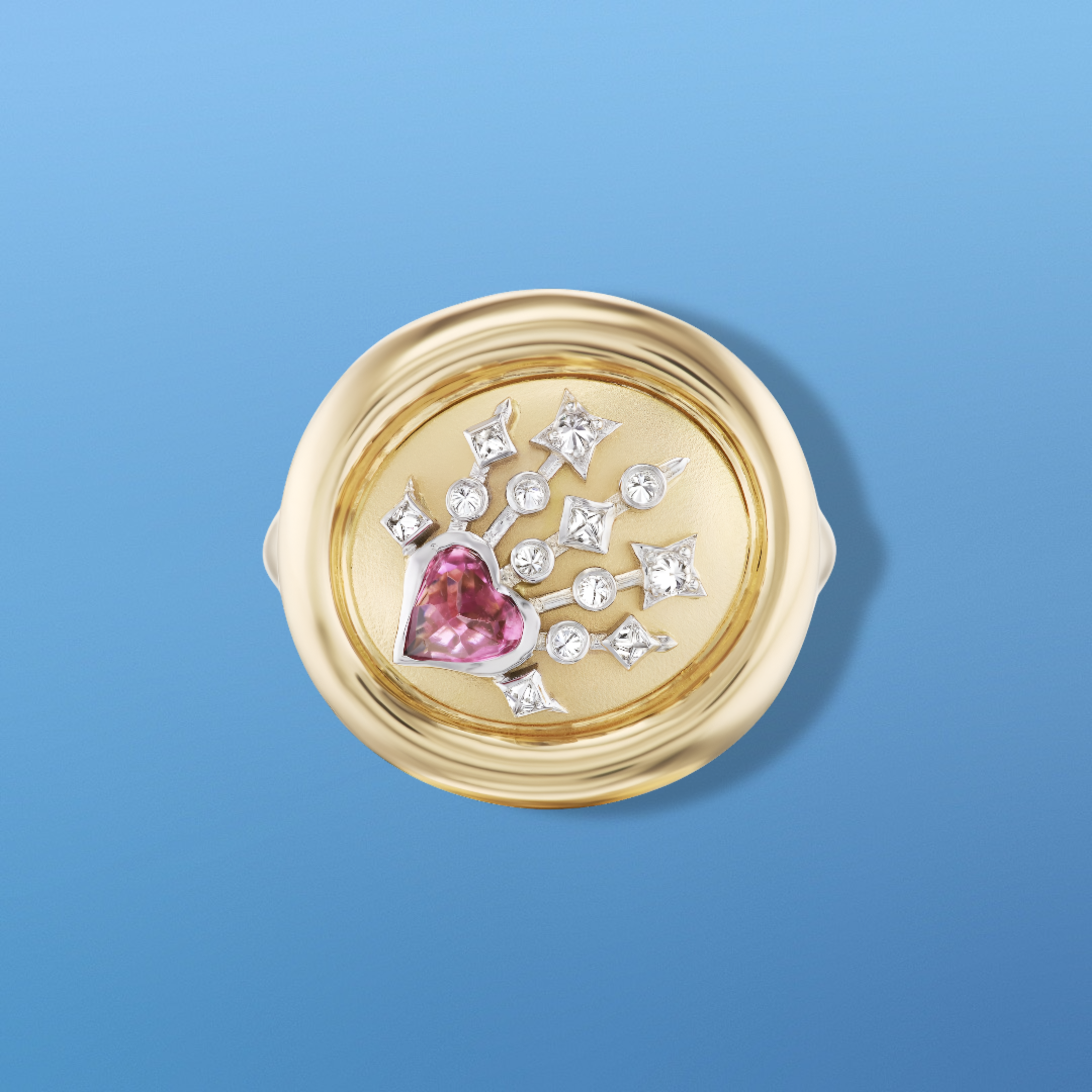 Love Signet Ring – 18K Gold Flaming Heart