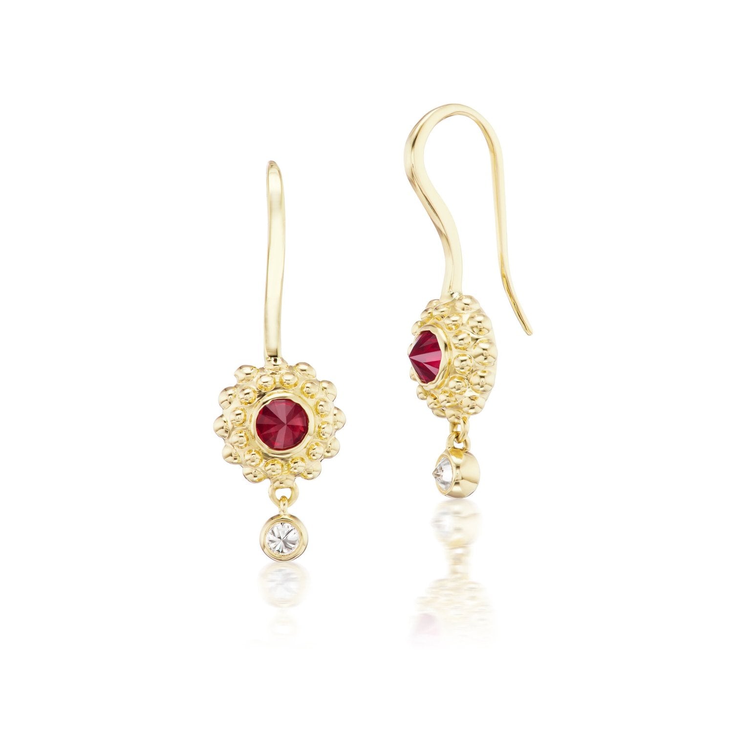 Evo Yellow Gold Ruby Drop Earrings AnaKatarina Design