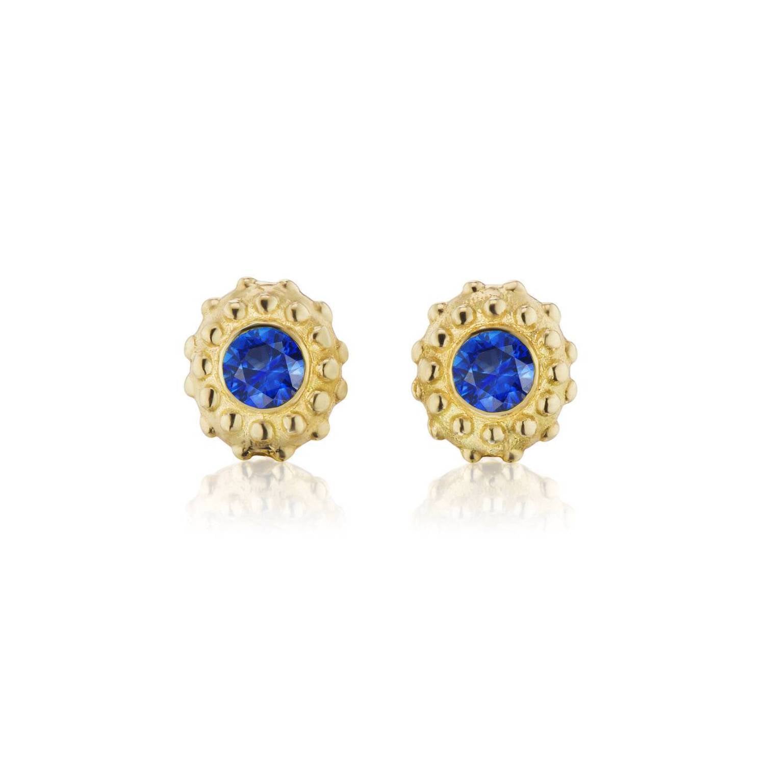 Blue sapphire stud sale earrings yellow gold