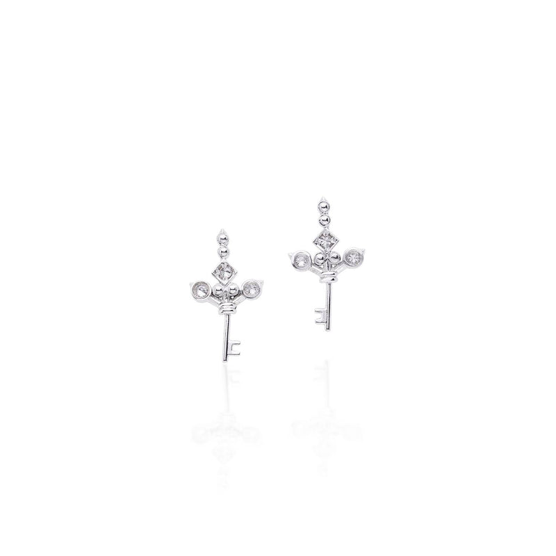 Impeccable Words White Gold Love Key Studs