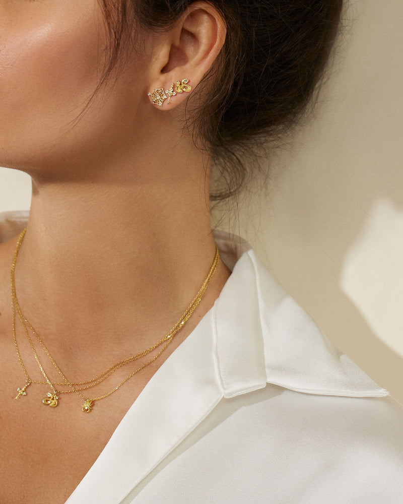 Impeccable Words Yellow Gold Love Key Studs